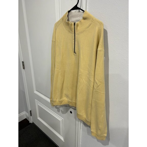 Tommy Bahama Quarter Zip Reversible Pullover Sweater Yellow Cozy Relaxed - Picture 3 of 11